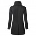 Mens Mid Long Asymmetric Placket Slim Fit Stylish Stand Collar Woolen Jackets