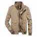 Mens Outdoor Cotton Stand Color Autumn Casual Epaulet Cargo Jacket