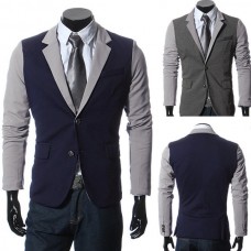 Mens Casual Suits Slim Fit Stitching Two Button Business Suits