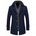 Men's Thick Wool Detachable Scarf Trench Coat Casual Business Pea Coat Top Coats