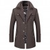 Men's Thick Wool Detachable Scarf Trench Coat Casual Business Pea Coat Top Coats