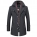 Men's Thick Wool Detachable Scarf Trench Coat Casual Business Pea Coat Top Coats