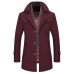 Men's Thick Wool Detachable Scarf Trench Coat Casual Business Pea Coat Top Coats