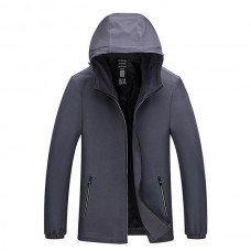 Pure Color Zipper Hooded Spring Autumn Casual Jacket for Men