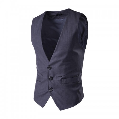 Mens Three Buttons Business Slim Fit Solid Color Casual Vest Mens Three Buttons Business Slim Fit Solid Color Casual Vest