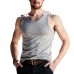 Men Summer Outdoors Sleeveless Solid Color O-neck Leisure Cotton Slim Vest Tops