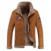Mens Thick Winter Fashion Coat Stand Collar Shearling Jacket