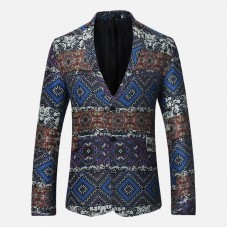 Mens Ethnic Style Printing Suit Jacket Blazers