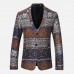 Mens Ethnic Style Printing Suit Jacket Blazers
