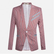 Mens Fashion Slim Stripe Suit Jacket Blazers