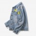 Mens Fashionable Patches Badge Embroidery Denim Jacket