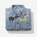 Mens Fashionable Patches Badge Embroidery Denim Jacket
