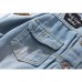Mens Fashionable Patches Badge Embroidery Denim Jacket