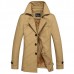 Winter Mens Mid Long Cotton Stylish Jacket Plus Velvet Thick Solid Color Single Breasted Coat
