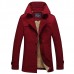 Winter Mens Mid Long Cotton Stylish Jacket Plus Velvet Thick Solid Color Single Breasted Coat