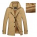 Winter Mens Mid Long Cotton Stylish Jacket Plus Velvet Thick Solid Color Single Breasted Coat
