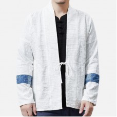 Vintage Ethnic Chinese style Linen Coats Loose Cardigans for Men