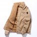 Mens Turn Down Collar Thick Fleece Warm Winter Jacket Casual Coats