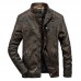 Mens Vintage Faux Leather Motorcycle Jacket Thick Warm PU Biker Jacket