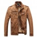 Mens Winter Velvet Plus Thick Warm Stylish Motor Yellow Faux Washed Leather Jackets