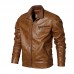 Mens PU Faux Leather Motorcycle Biker Jacket