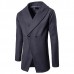 Large Lapel Design Fashion Long Style Men's Trench Coat Pure Color Long Sleeve Casual Jacket