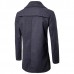 Large Lapel Design Fashion Long Style Men's Trench Coat Pure Color Long Sleeve Casual Jacket