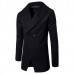 Large Lapel Design Fashion Long Style Men's Trench Coat Pure Color Long Sleeve Casual Jacket