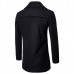 Large Lapel Design Fashion Long Style Men's Trench Coat Pure Color Long Sleeve Casual Jacket