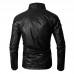Mens Fashion PU Zipper Single Breasted Fit Pockets Design Leather Jacket
