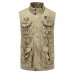 Mens Multi Pockets Cotton Stand Collar Loose Fit Casual Vest