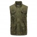 Mens Multi Pockets Cotton Stand Collar Loose Fit Casual Vest