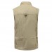 Mens Multi Pockets Cotton Stand Collar Loose Fit Casual Vest