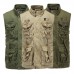 Mens Multi Pockets Cotton Stand Collar Loose Fit Casual Vest