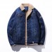 Mens Winter Fleece Liner Thick Warm Denim Jacket