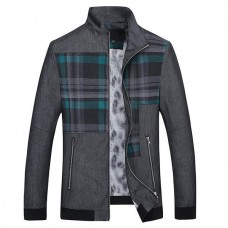 Mens Stand Collar Splicing Business Casual Jacket
