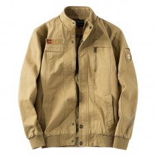 Military Style Embroidery Fleece Warm Mens Casual Fall Winter Jacket