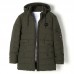 Mens Mid Long Fashion Casual Winter Thick Cotton Padded Hooded Jacket