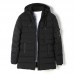 Mens Mid Long Fashion Casual Winter Thick Cotton Padded Hooded Jacket
