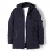 Mens Mid Long Fashion Casual Winter Thick Cotton Padded Hooded Jacket