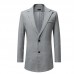 Mens Solid Color Suit Collar Fashion Single-Breasted Casual Suit Trench Coats