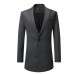 Mens Solid Color Suit Collar Fashion Single-Breasted Casual Suit Trench Coats