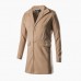 Mens Winter Khaki Mid Long Woolen Overcoat Trench Coat