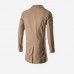 Mens Winter Khaki Mid Long Woolen Overcoat Trench Coat