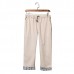Men's Casual Porcelain Flounced Leg Opening Cropped Pants Chinese Style Cotton Linen Slacks Pants Men's Casual Porcelain Flounced Leg Opening Cropped Pants Chinese Style Cotton Linen Slacks Pants