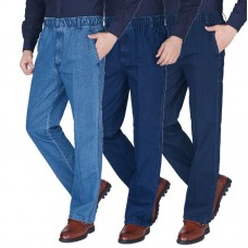 Mens Summer Thin Elastic Waist Busniess Casual Loose Jeans