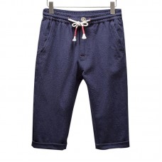 Mens Linen Cotton Antibacterial Breathable Calf-Length Pants Loose Casual Homewear Shorts