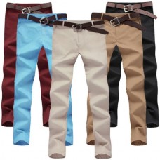 Men's Spring Summer Solid Color Casual Long Trousers Straight Pants