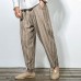 Men Casual Cotton Baggy Harem Pants Fashion Vintage Stripes Straight Long Trousers