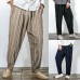 Men Casual Cotton Baggy Harem Pants Fashion Vintage Stripes Straight Long Trousers
